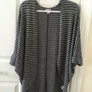 Black/grey striped dolman sleeve cardigan